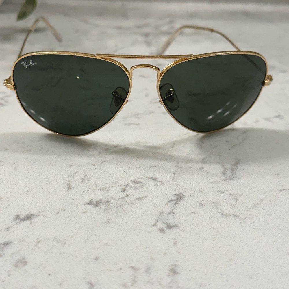 Ray-Ban Gold Frame Sunglasses with Dark Lenses
